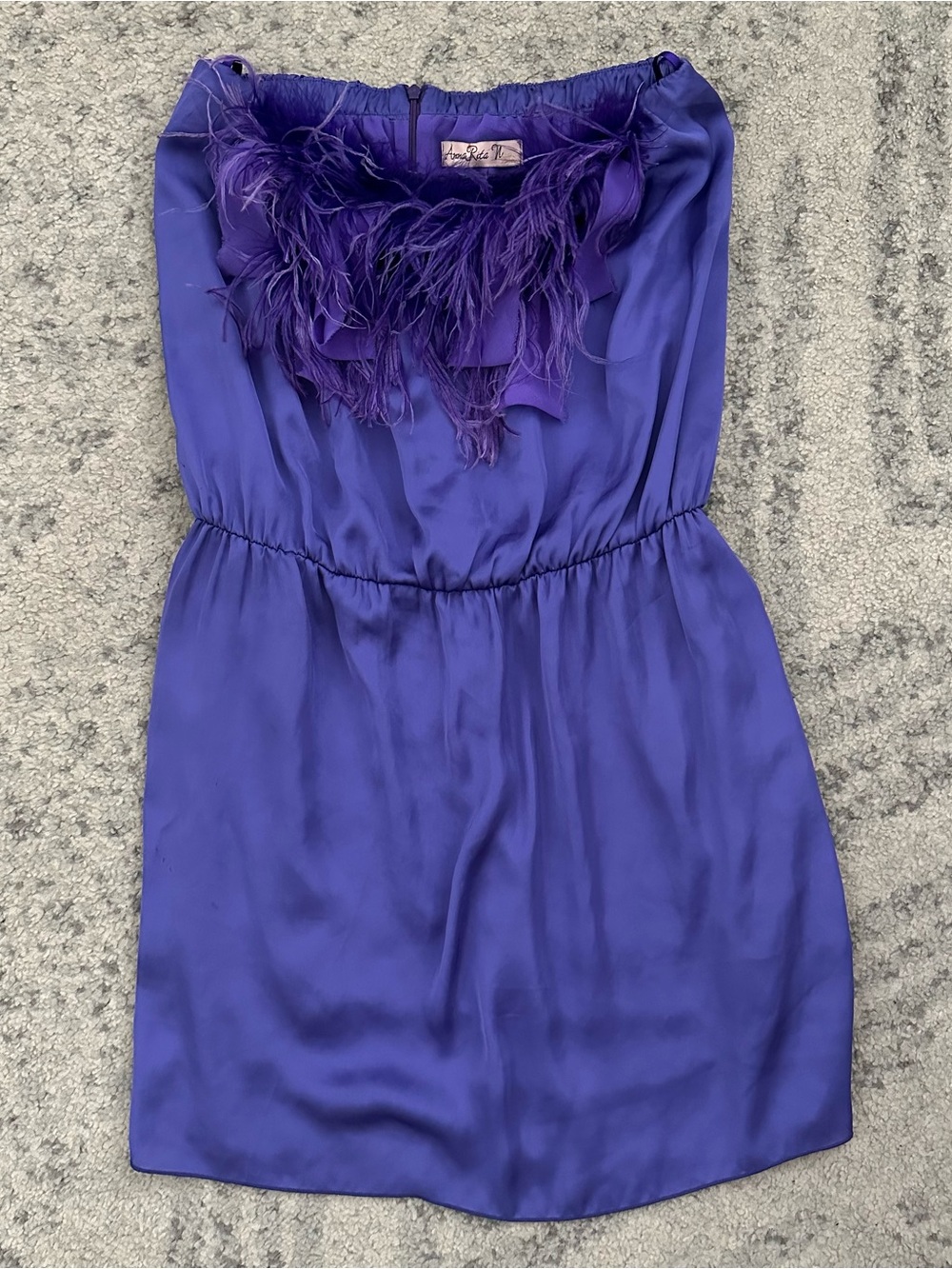 Y2K ✨Anna Rita N Purple ostrich feather-trimmed neckline dress US 4
